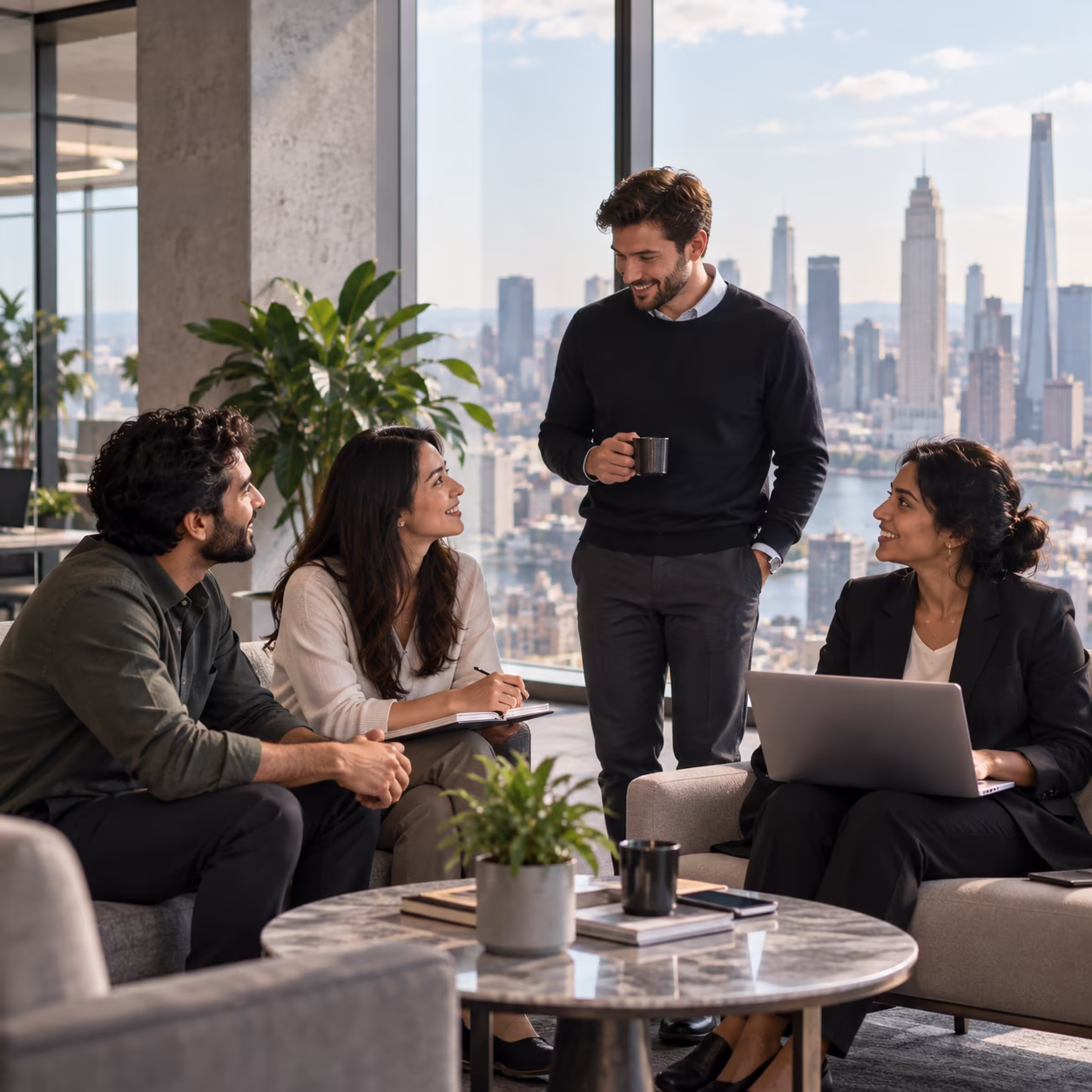 Professionals in a modern international workplace